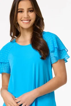 Cato Clip Dot Flutter Sleeve Top><noscript><img width=