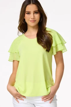 Cato Clip Dot Flutter Sleeve Top><noscript><img width=