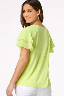 Cato Clip Dot Flutter Sleeve Top><noscript><img width=