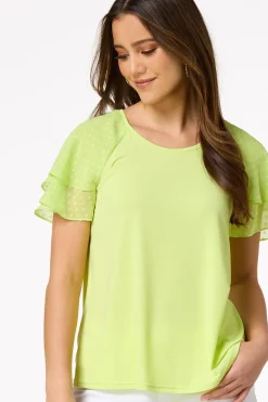 Cato Clip Dot Flutter Sleeve Top><noscript><img width=