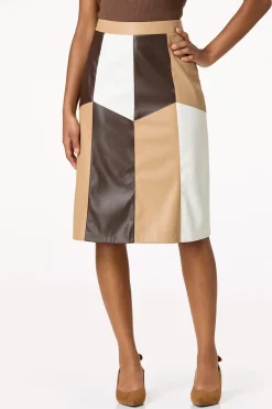 Cato Colorblock Faux Leather Skirt> Skirts