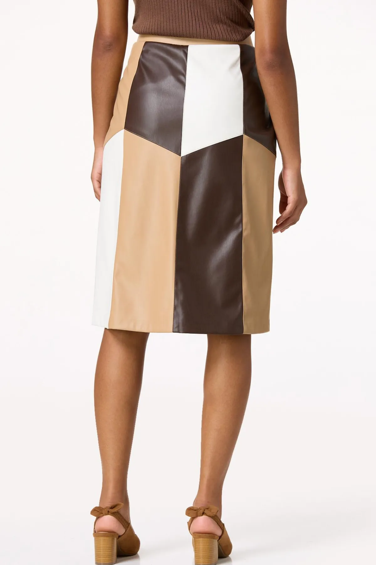 Cato Colorblock Faux Leather Skirt> Skirts