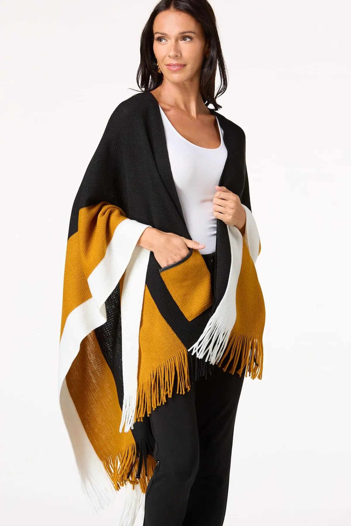 Cato Colorblock Fringe Wrap> Cold Weather