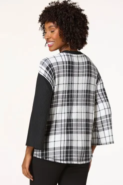 Cato Colorblock Plaid Waffle Top> Tops