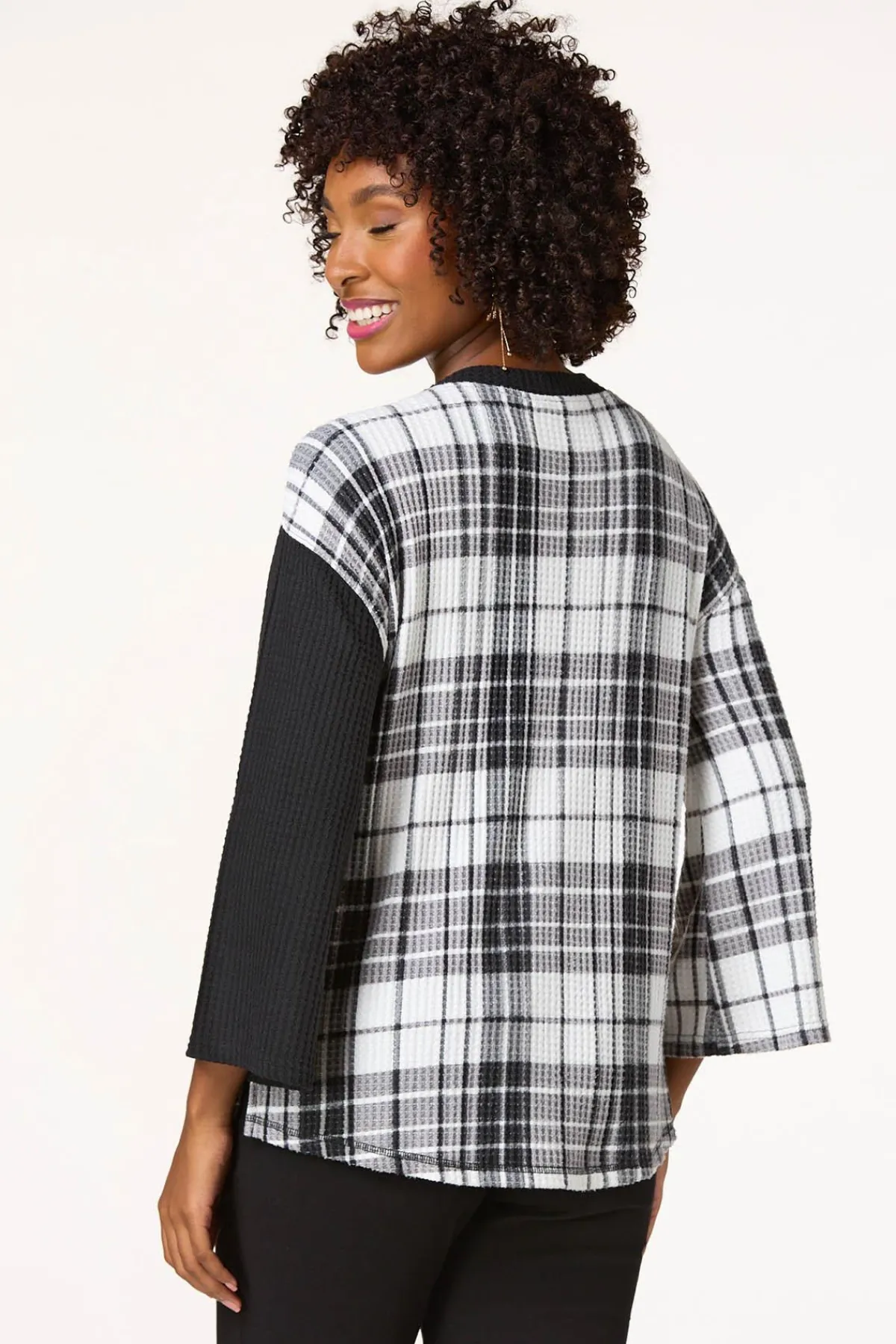Cato Colorblock Plaid Waffle Top> Tops
