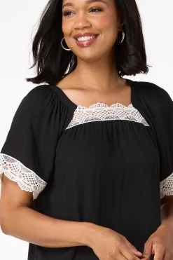 Cato Contrast Crochet Top><noscript><img width=