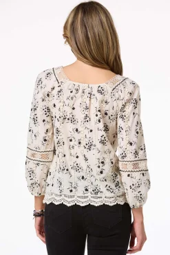Cato Contrast Floral Eyelet Top> Tops