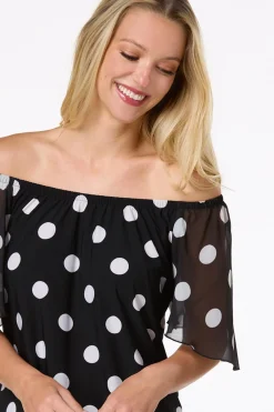 Cato Convertible Polk Dot Top><noscript><img width=
