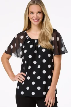 Cato Convertible Polk Dot Top><noscript><img width=