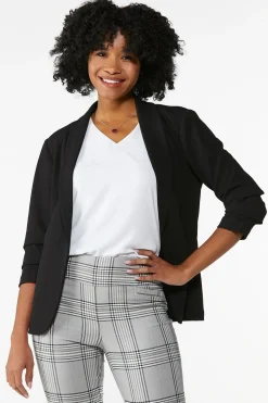 Cato Crepe Ruched Sleeve Blazer> Suiting|Jackets & Vests
