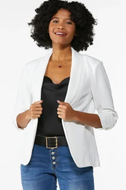Cato Crepe Ruched Sleeve Blazer><noscript><img width=