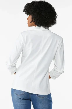 Cato Crepe Ruched Sleeve Blazer><noscript><img width=