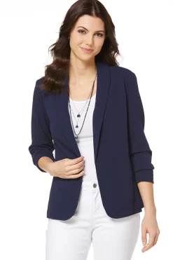 Cato Crepe Ruched Sleeve Blazer><noscript><img width=