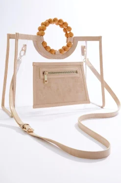 Cato Croc Trim Wood Handle Clear Satchel> Handbags