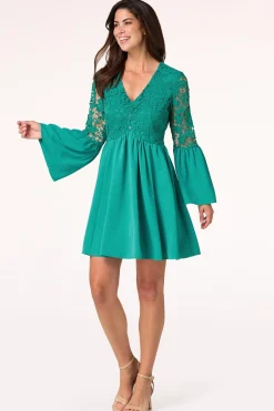 Cato Crochet Bell Sleeve Dress><noscript><img width=