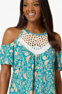 Cato Crochet Cold Shoulder Top><noscript><img width=