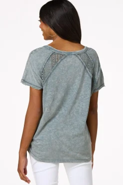 Cato Crochet Panel Drawstring Top> Tops