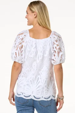 Cato Crochet Puff Sleeve Top> Tops