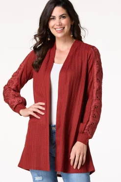 Cato Crochet Sleeve Cardigan> Tops