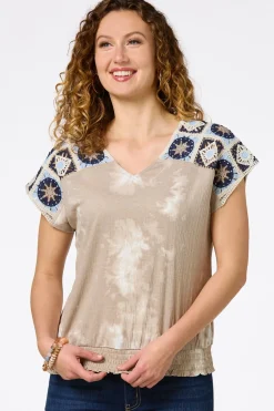 Cato Crochet Tie Dye Top> Tops