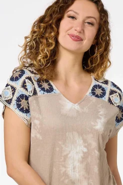 Cato Crochet Tie Dye Top><noscript><img width=