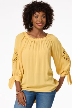 Cato Crochet Tie Sleeve Top><noscript><img width=