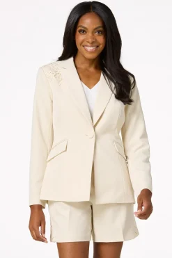 Cato Crochet Trim Blazer><noscript><img width=