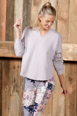 Cato Crochet Trim French Terry Hoodie> Athleisure|Tops