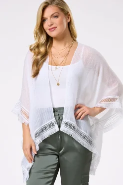 Cato Crochet Trim Kimono><noscript><img width=