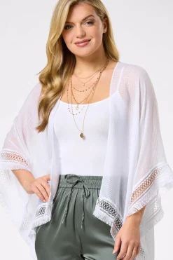 Cato Crochet Trim Kimono><noscript><img width=