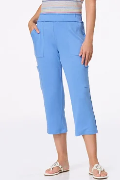 Cato Cropped Blue French Terry Pants> Athleisure|Pants