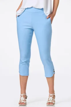 Cato Cropped Blue Lattice Hem Pants> Pants