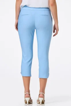 Cato Cropped Blue Lattice Hem Pants> Pants