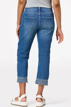 Cato Cropped Embroidered Trim Jeans> Jeans