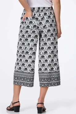 Cato Cropped Floral Border Linen Pants> Pants