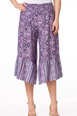 Cato Cropped Grape Floral Pants> Pants