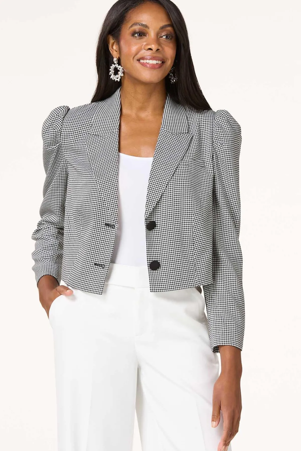 Cato Cropped Houndstooth Blazer> Suiting|Jackets & Vests