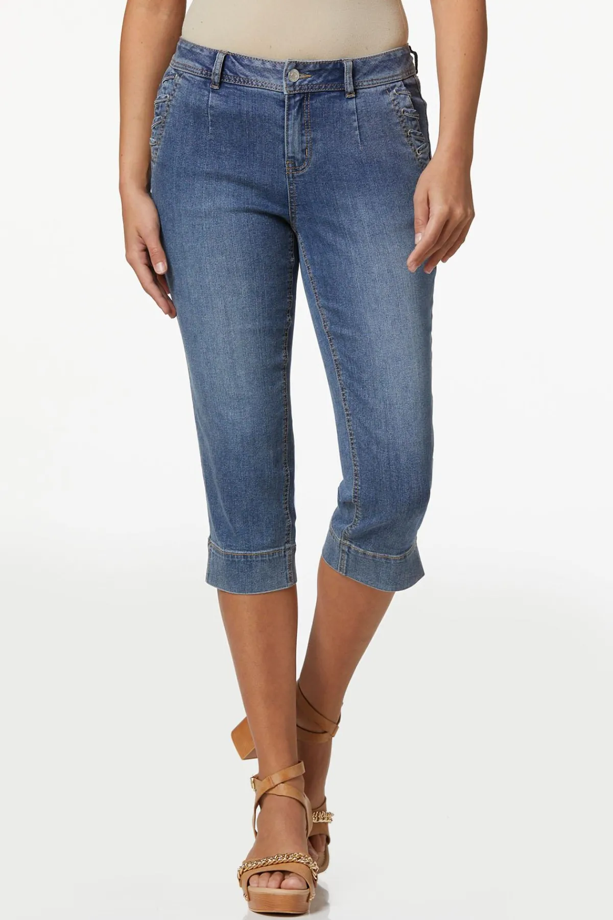 Cato Cropped Lace Up Pocket Jeans> Jeans