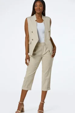 Cato Cropped Natural Linen Pants><noscript><img width=