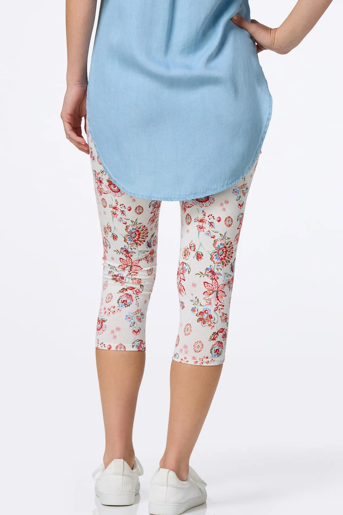 Cato Cropped Red Blossom Leggings> Pants
