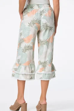 Cato Cropped Tropical Ruffled Pants> Pants