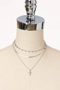 Cato Cross Charm Layered Necklace> Inspirational|Necklaces