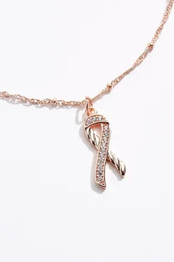 Cato Cubic Zirconia Awareness Ribbon Necklace><noscript><img width=