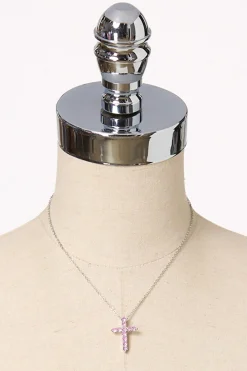 Cato Cubic Zirconia Cross Pendant Necklace> Necklaces|Inspirational