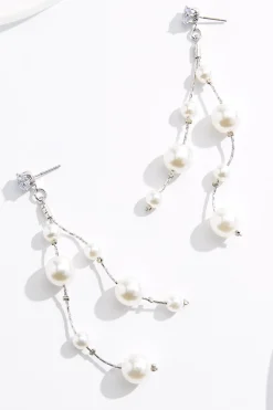 Cato Cubic Zirconia Pearl Linear Earrings> Social Occasion|Earrings