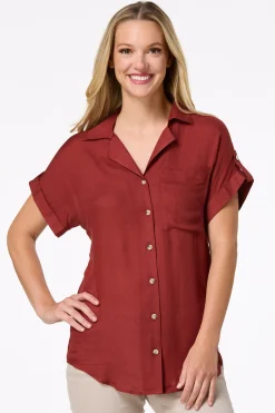 Cato Cuffed Front Pocket Shirt> Tops