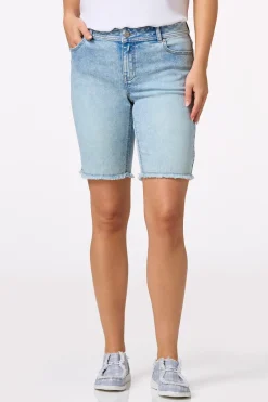 Cato Curvy Frayed Denim Shorts><noscript><img width=