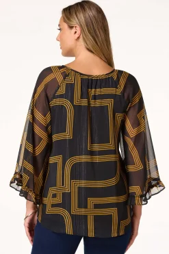 Cato Cutout Bell Sleeve Top> Tops
