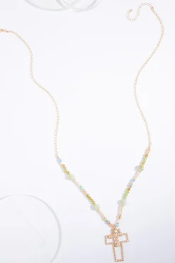 Cato Cutout Cross Beaded Long Necklace> Inspirational|Necklaces