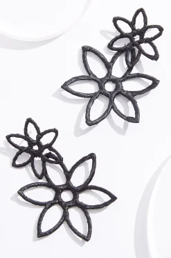 Cato Cutout Raffia Flower Earrings> Earrings